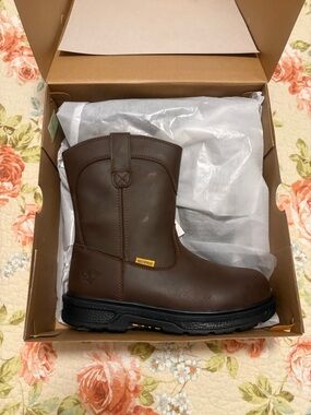 HERMAN SURVIVORS SIZE 7 1/2 Leather Waterproof Steel-Toe Brown Work Boots-NEW!